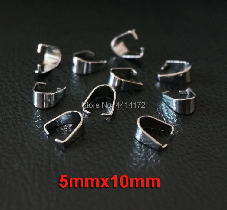 5x10mm Crisscross Teeth Stainless Steel Pendant Necklace Pinch Bail Clasps Hooks