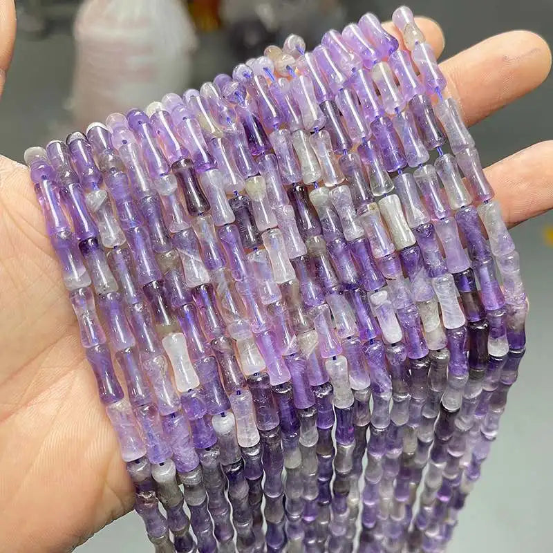 5x12mm Natural Amethysts Crystal Stone Smooth Bamboo Shape Loose Beads