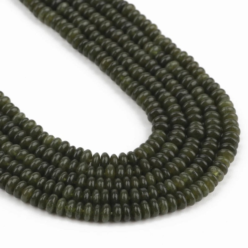 Dark Green Peridot Stone Beads 15" Strand