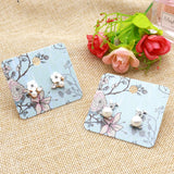 100pcs Colorful Flower & Green Branches Earrings Display Cards 5x4.5cm
