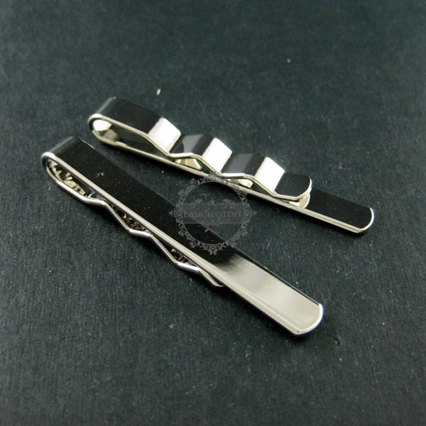 5x50mm Silver Tie Bar Clip Bezel Tray DIY Supplies