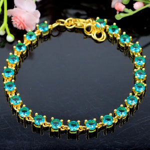 Gorgeous Aquamarine Silver Bracelet for Women, 7-9.0inch
