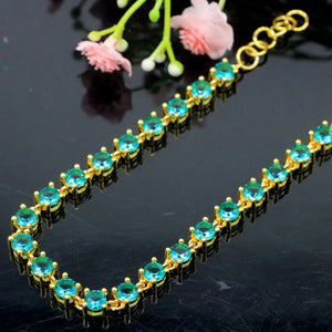 Gorgeous Aquamarine Silver Bracelet for Women, 7-9.0inch