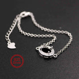925 Sterling Silver Oval Prong Bezel Settings CZ Stone DIY Charm Bracelet