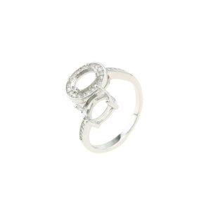 Adjustable Oval Prong Ring Settings, Rose Plated 925 Sterling Silver DIY Bezel