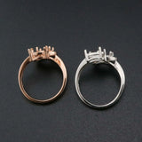 Adjustable Oval Prong Ring Settings, Rose Plated 925 Sterling Silver DIY Bezel