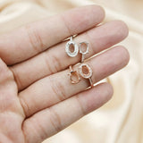 Adjustable Oval Prong Ring Settings, Rose Plated 925 Sterling Silver DIY Bezel