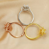 5x7MM Breast Milk Resin Rose Ring Setting 925 Sterling Silver Art Deco Prong