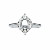 5x7MM Breast Milk Resin Rose Ring Setting 925 Sterling Silver Art Deco Prong