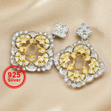 Vintage Style Oval Bezel Plated Flower Solid 925 Sterling Silver Pendant