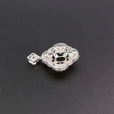Vintage Style Oval Bezel Plated Flower Solid 925 Sterling Silver Pendant