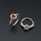 5x7MM Oval Bezel Rose Plated 925 Silver Adjustable Ring Setting