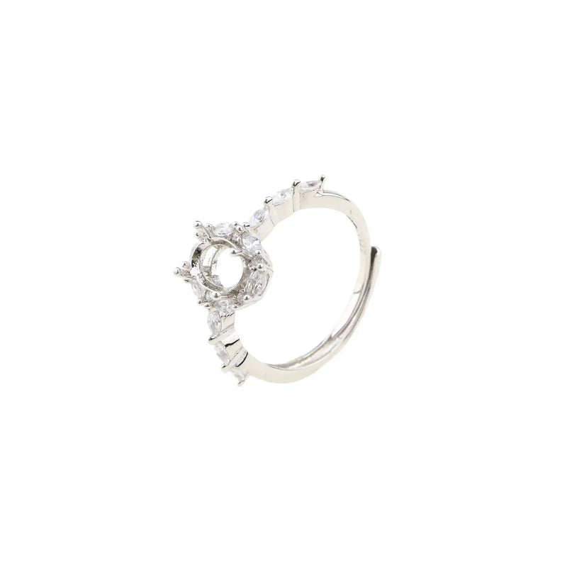 5x7MM Oval Bezel Rose Plated 925 Silver Adjustable Ring Setting