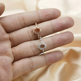 5x7MM Oval Bezel Rose Plated 925 Silver Adjustable Ring Setting