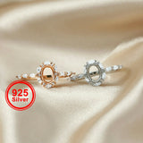 5x7MM Oval Bezel Rose Plated 925 Silver Adjustable Ring Setting