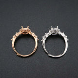 5x7MM Oval Bezel Rose Plated 925 Silver Adjustable Ring Setting