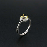 Oval Bezel Pave CZ Stone Vintage Style 925 Silver Ring Setting