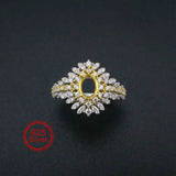 Vintage Style Oval Bezel Pave CZ Stone Ring 925 Sterling Silver Setting