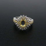 Vintage Style Oval Bezel Pave CZ Stone Ring 925 Sterling Silver Setting