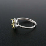 Oval Bezel Pave CZ Stone Vintage Style 925 Silver Ring Setting