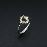 Oval Bezel Pave CZ Stone Vintage Style 925 Silver Ring Setting