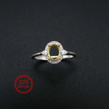 Oval Bezel Pave CZ Stone Vintage Style 925 Silver Ring Setting