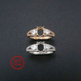 5x7MM Oval Bezel Rose Plated 925 Silver DIY Ring Setting Blank