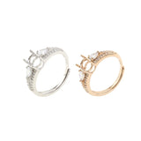 5x7MM Oval Bezel Rose Plated 925 Silver DIY Ring Setting Blank