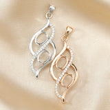 5x7MM Oval Prong Bezel Pendant Settings Mother Child Two Stones