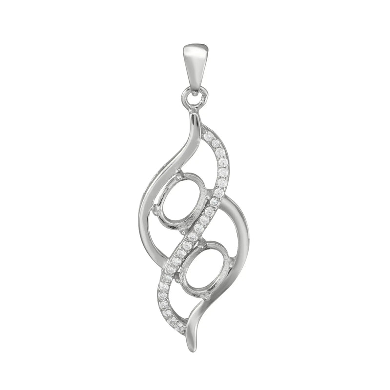 5x7MM Oval Prong Bezel Pendant Settings Mother Child Two Stones