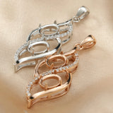 5x7MM Oval Prong Bezel Pendant Settings Mother Child Two Stones