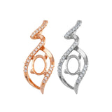 5x7MM Oval Prong Pendant Settings Sterling Silver Rose Plated Charm Bezel