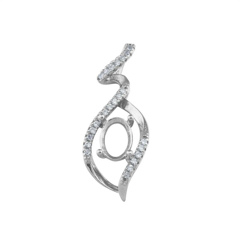 5x7MM Oval Prong Pendant Settings Sterling Silver Rose Plated Charm Bezel