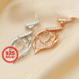 5x7MM Oval Prong Pendant Settings Sterling Silver Rose Plated Charm Bezel