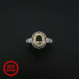 5x7MM Oval Prong Ring Settings Blank Adjustable Lace Style 925 Sterling Silver