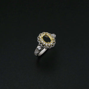 5x7MM Oval Prong Ring Settings Blank Adjustable Lace Style 925 Sterling Silver