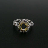 5x7MM Oval Prong Ring Settings Blank Adjustable Lace Style 925 Sterling Silver
