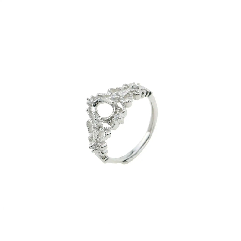 Vintage Style Oval Prong Ring Settings Blank Adjustable 925