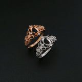 Vintage Style Oval Prong Ring Settings Blank Adjustable 925