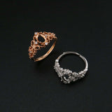Vintage Style Oval Prong Ring Settings Blank Adjustable 925