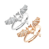 Evil Bat Rose Plated Oval Prong Ring Setting in 925 Sterling Silver