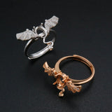 Evil Bat Rose Plated Oval Prong Ring Setting in 925 Sterling Silver