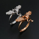 Evil Bat Rose Plated Oval Prong Ring Setting in 925 Sterling Silver