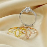 Rose Plated Oval Prong Ring Setting 925 Sterling Silver DIY Jewelry