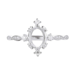 Rose Plated Oval Prong Ring Setting 925 Sterling Silver DIY Jewelry