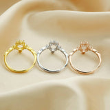 Rose Plated Oval Prong Ring Setting 925 Sterling Silver DIY Jewelry