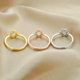 Oval Prong Ring Settings in Rose Plated 925 Sterling Silver