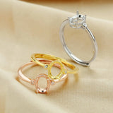 Oval Prong Ring Settings in Rose Plated 925 Sterling Silver