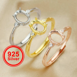 Oval Prong Ring Settings in Rose Plated 925 Sterling Silver