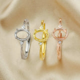 Oval Prong Ring Settings in Rose Plated 925 Sterling Silver